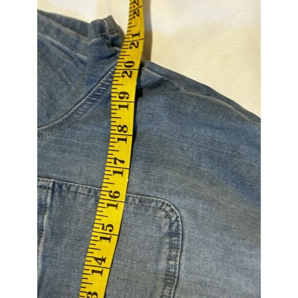 Celebrity Pink Blue Denim Romper with Elastic Waist - Picture 4 of 5